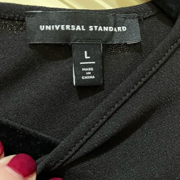 UNIVERSAL STANDARD Cleo Crepe Jersey Blouse Black Women’s Size Large (3X) - Picture 4 of 6